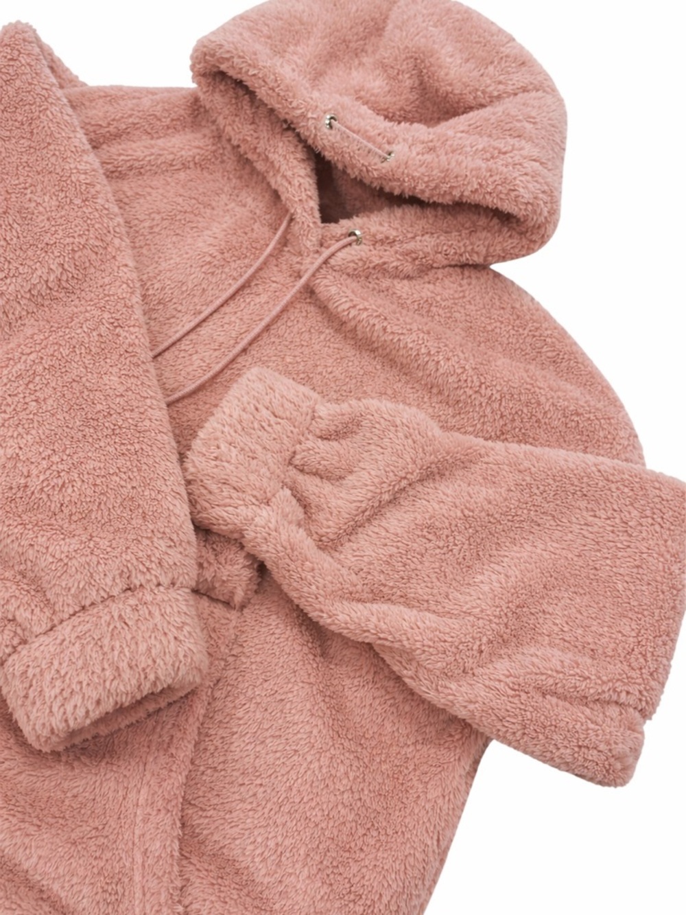 YoungLa Kangaroo Teddy Fleece Sherpa Hoodie Salmon Pink Men's XL - Picture 5 of 8